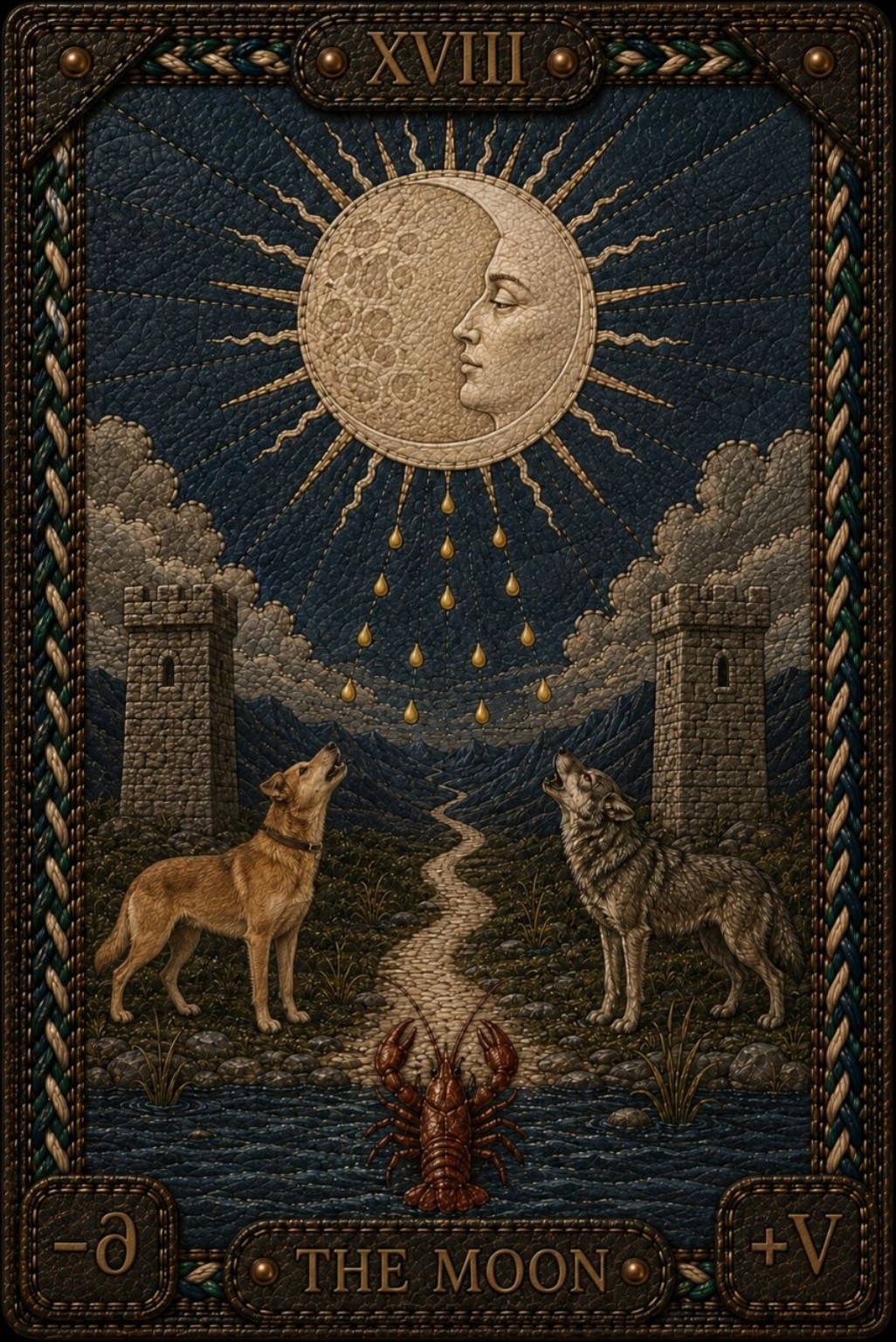 The Moon, XVIII — an original Tarot card by Pavel Medvedev